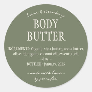 Green Sage Homemade Body Butter Ingredients Classic Round Sticker