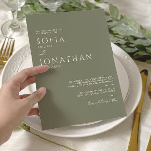 Green Sage Minimalist Elegant Wedding Invitation