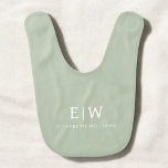 Green Sage Modern Script Girly Monogram Name Bib<br><div class="desc">Green Sage Simple Monogram Name Baby Bib. The design makes the perfect birthday or baby shower gift for someone looking for a trendy cool style.</div>