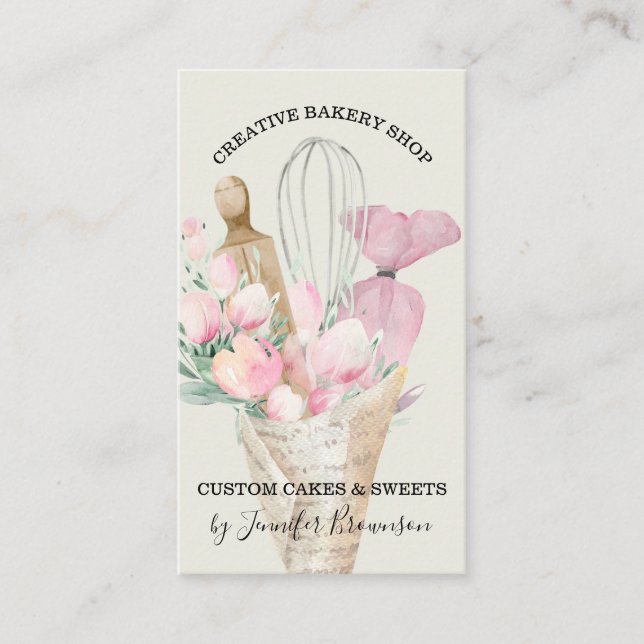 Green Sage Sophisticated Bakery Business Card (Front)