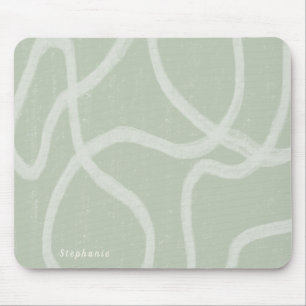 Green Sage White modern abstract custom Mouse Pad