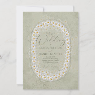 Green Sage with White Gardenias Boho  Invitation