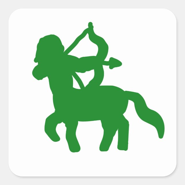 Green Sagittarius Archer Sticker — Earthy Fire  (Front)