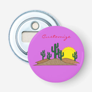 Green Saguaro Cactus Desert Sunrise Bottle Opener