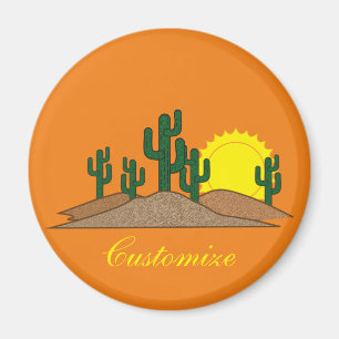 Green Saguaro Cactus Desert Sunrise Thunder_Cove Magnet
