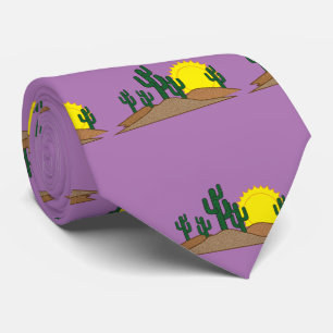 Green Saguaro Cactus Desert Sunrise Thunder_Cove Tie