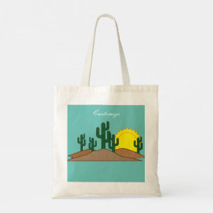Green Saguaro Cactus Desert Sunrise Thunder_Cove Tote Bag