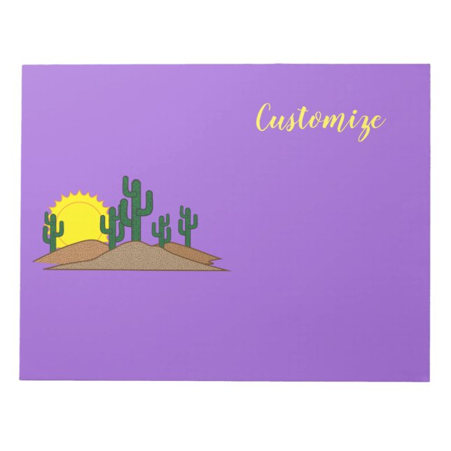 Green Saguaro Cactus Desert Sunset Thunder_Cove  Notepad (Front)