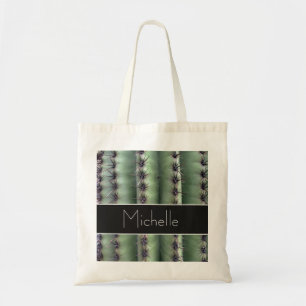 Green Saguaro Cactus Modern Desert Tote Bag