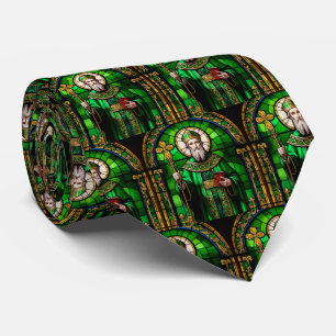 Green Saint Patrick St Patricks Day Stained Glass Tie