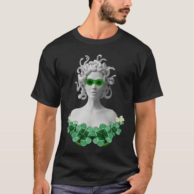 Green Saint Patricks Day Medusa T-Shirt (Front)