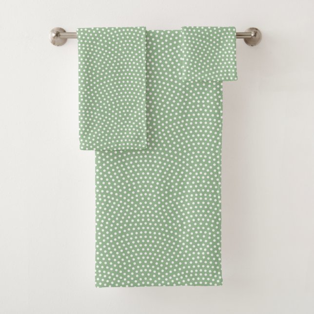 Green Same Komon (large scale) Bath Towel Set (Insitu)