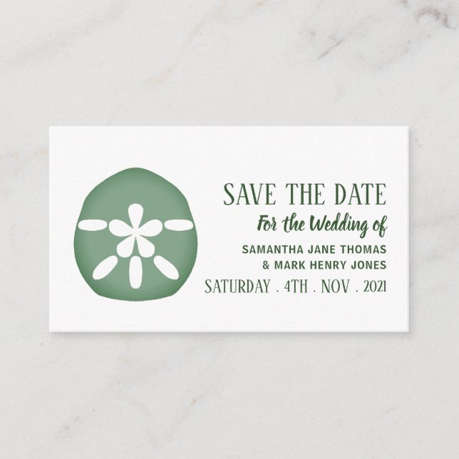 Green Sand Dollar, Save the Date Enclosure Card (Front)