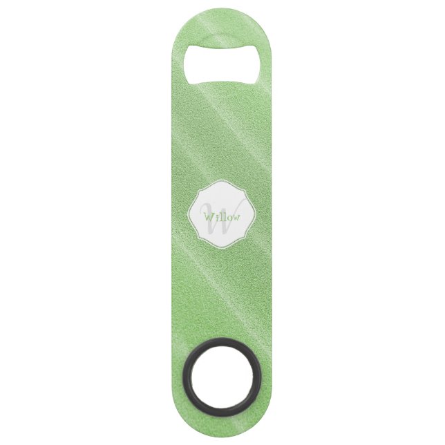 Green Sand Ripples Personalise Steel Bottle Opener (Front)