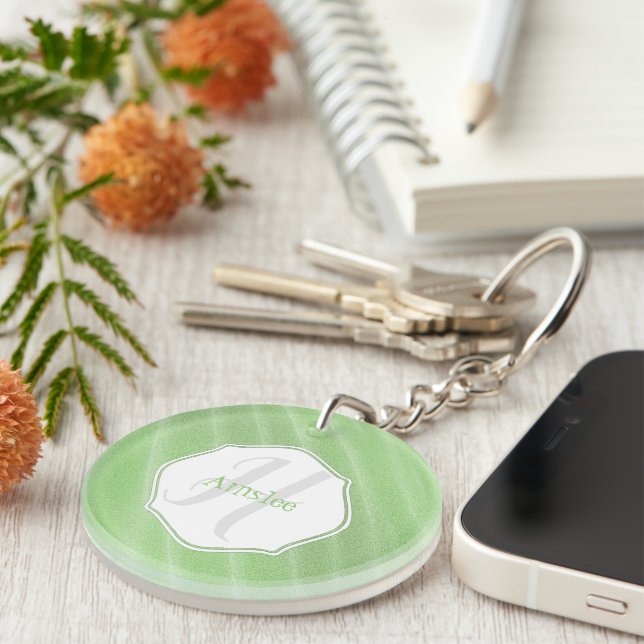 Green Sand Ripples Personalised Acrylic Keychain (Front Right)