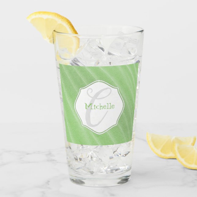 Green Sand Ripples Personalised Drinking Glass (Front Ice)