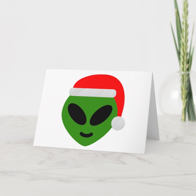green santa alien emoji holiday card (Front)