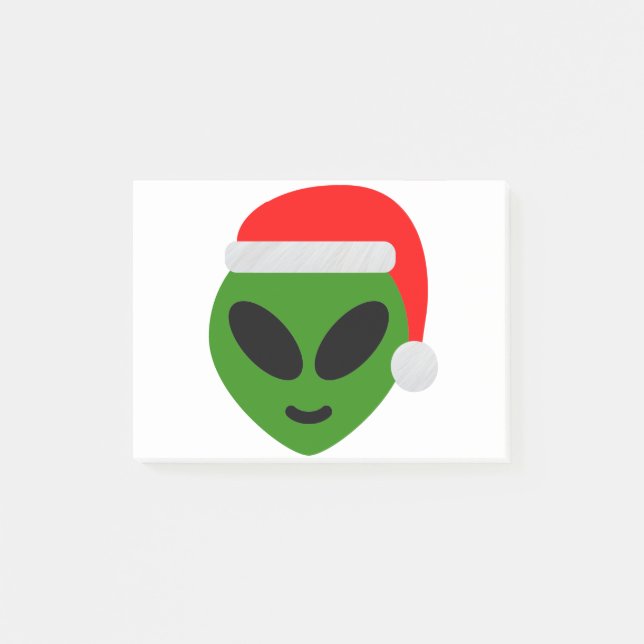 green santa alien emoji post-it notes (Front)
