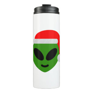 green santa alien emoji thermal tumbler