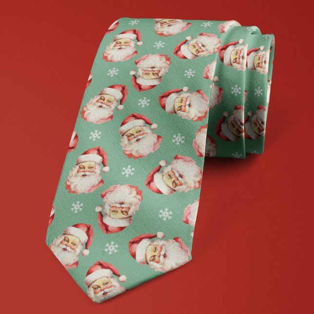 Green Santa Claus Christmas Snowflake Holiday Tie (Creator Uploaded)