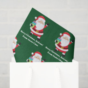 Green Santa Claus Customized Kids Christmas Tissue Paper