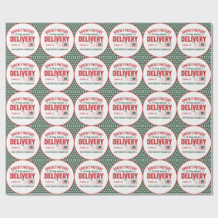 Green Santa's Factory Special Delivery Dotted Wrapping Paper