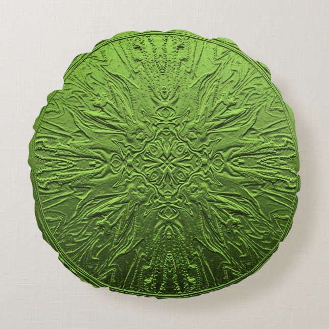 Green  Satin flower..... Round Cushion (Front)