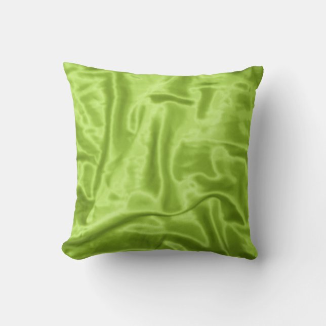 Green Satin-Square Throw Pillow (Front)