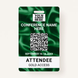Green Satin Trade Show Conference Event Badge ID Badge