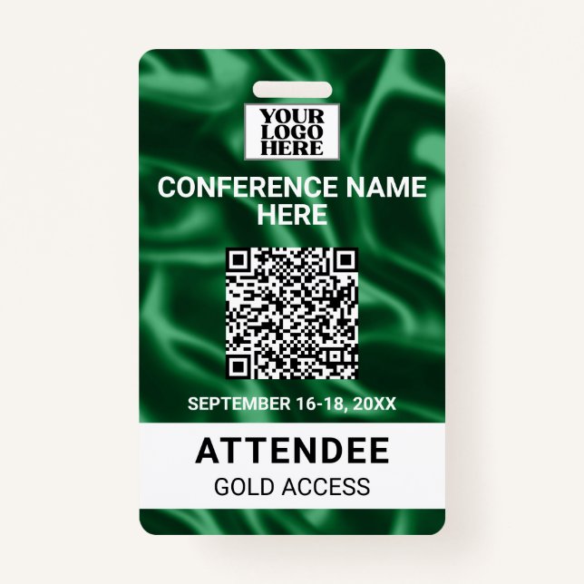 Green Satin Trade Show Conference Event Badge ID Badge (Front)