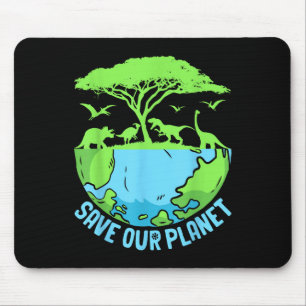 Green Save Our Planet Environmental Earth Day Boys Mouse Mat
