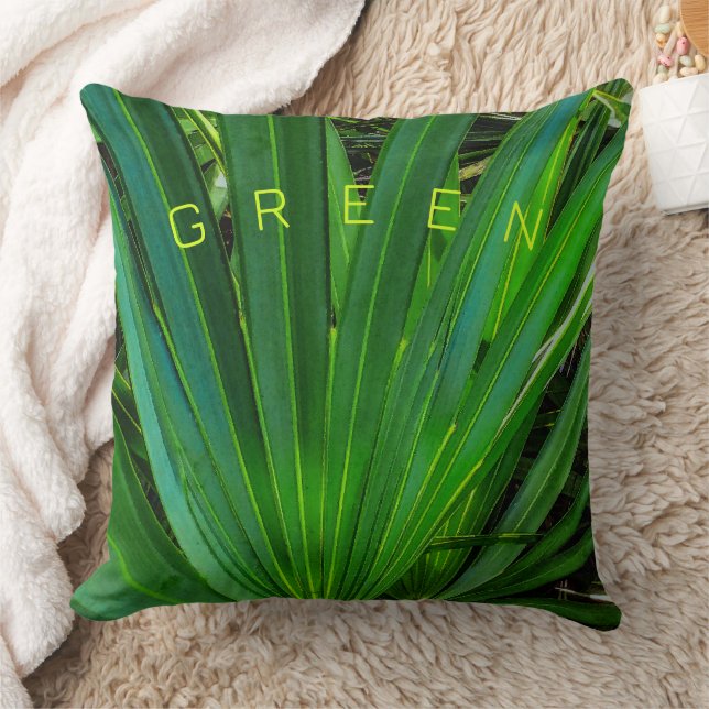 GREEN Saw Palmetto Throw Pillow (Blanket)