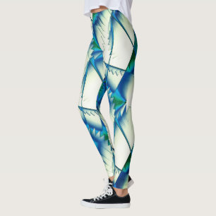 Green saws or zigzag on intense cyan to royal blue leggings