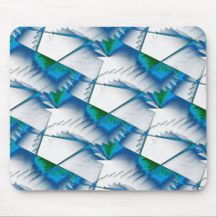 Green saws or zigzag on intense cyan to sky blue mouse mat