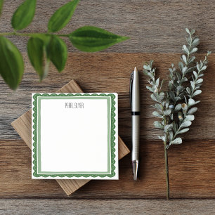 Green Scallop CUSTOM Chic Monogram Personalised Post-it Notes