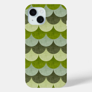 Green Scalloped Dragon Scale Pattern iPhone 15 Case