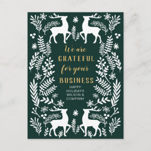 Green Scandinavian Nordic Reindeer Business Holiday Postcard