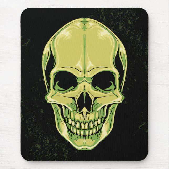 Green Scary Skull On Grunge Background Mouse Mat (Front)