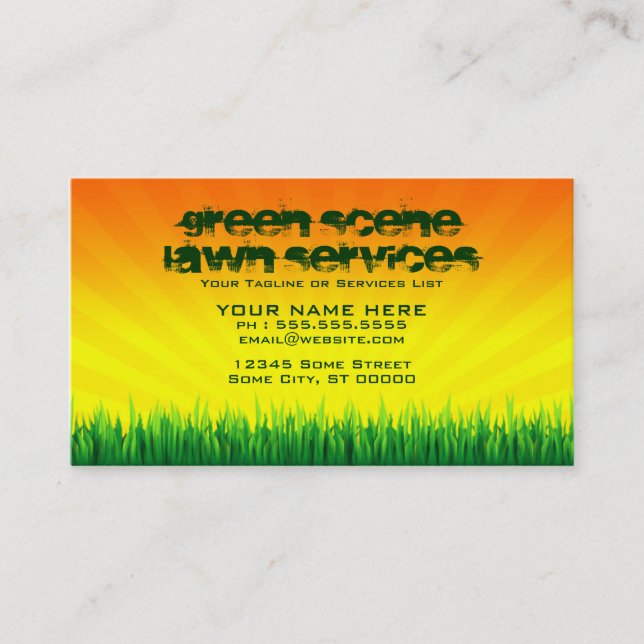 green scene lawn services business card (Front)