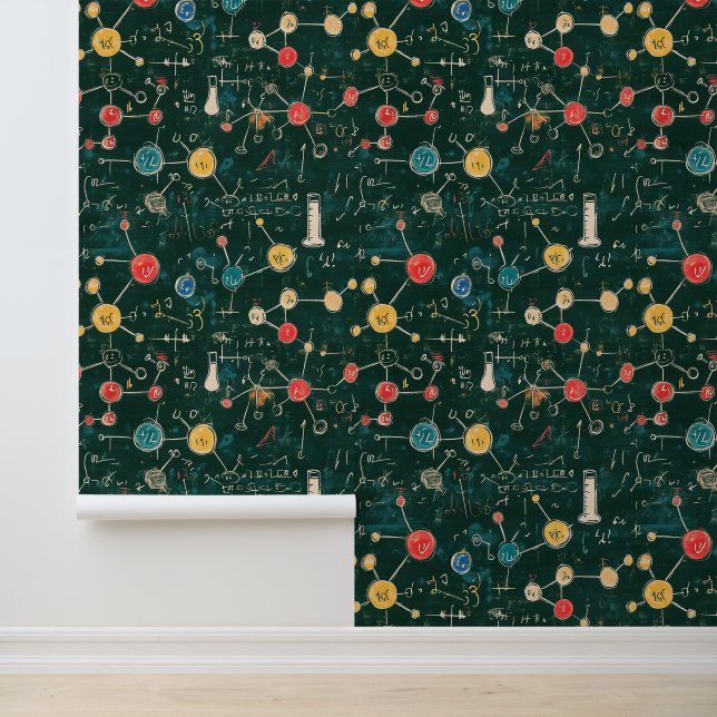 Green School Chalkboard Chemical Equations & Atoms Wallpaper (Application)
