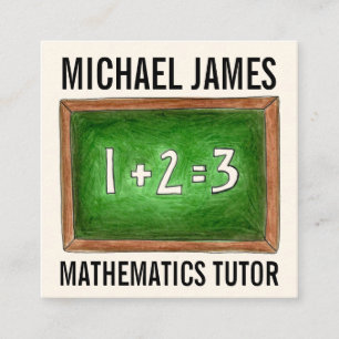 Green School Chalkboard Slate Math Tutor Teacher Square Business Card