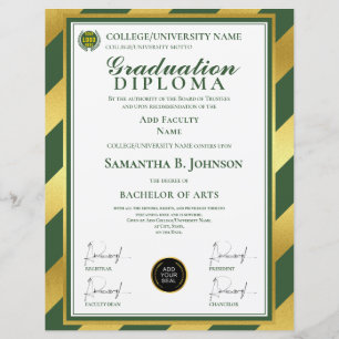 Green School College University Graduation Diploma