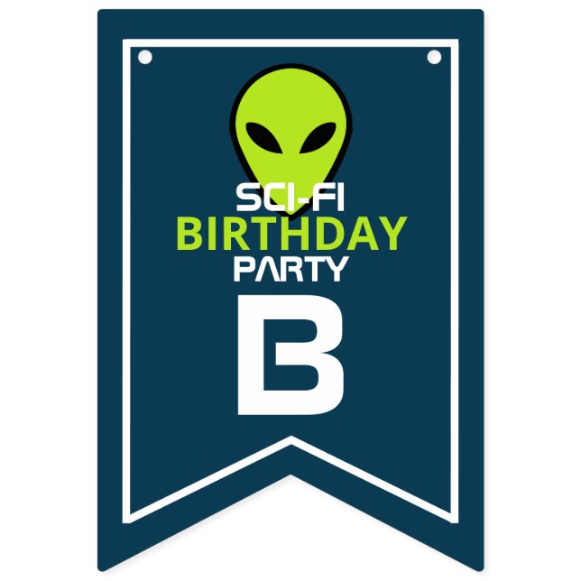 Green Sci-fi Alien, Birthday Bunting (Second Flag)