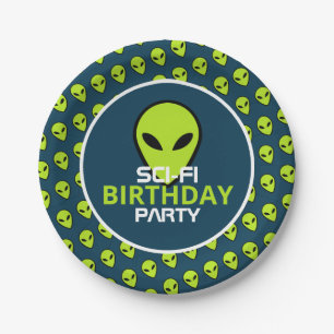 Green Sci-fi Alien, Birthday Paper Plate