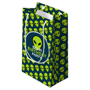 Green Sci-fi Alien, Birthday Small Gift Bag