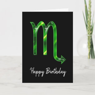 Green Scorpio Sign Birthday Card