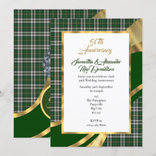 Green Scottish tartan golden wedding anniversary Invitation