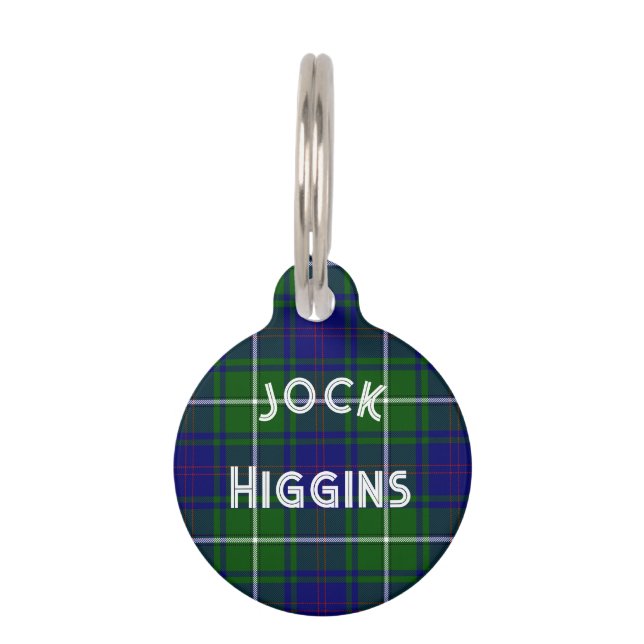 Green Scottish Tartan Pet Tag (Front)