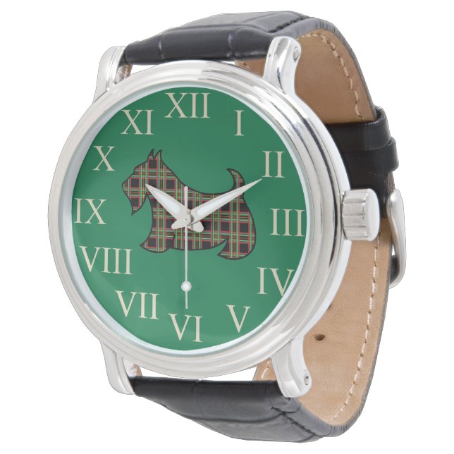 Green Scottish Terrier Watch Gift (Angled)
