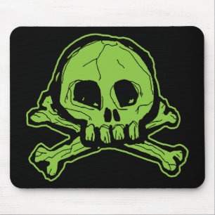 Green Scribbly Skull Mouse Mat